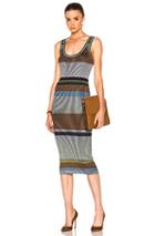 Diane Von Furstenberg Knit Tank Midi Dress In Blue,brown,gray,metallics,stripes