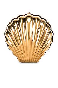 Stella Mccartney Metal Brass Shell Clutch In Metallic