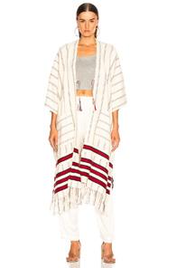 Raquel Allegra Maxi Poncho In Neutral,red,stripes