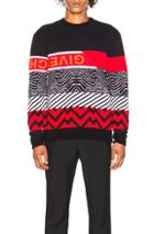 Givenchy Mixed Media Logo Knit In Black,geometric Print,red