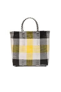Truss Medium Tote In Yellow,white,checkered & Plaid