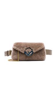 Fendi Shearling Hip Belt In Gray