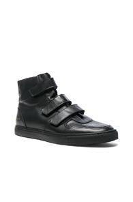 Robert Geller X Common Projects Velcro Leather High Tops In Black