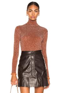 Chloe Ribbed Turtleneck Sweater In Brown
