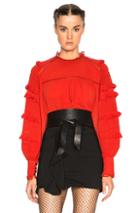 Isabel Marant Qimper Silk & Lace Blouse In Red