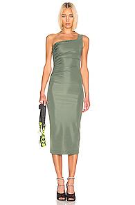 Off-white One Shoulder Dress In Green