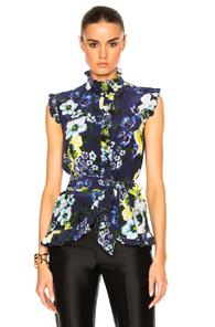 Erdem Maha Hasu Night Crepe De Chine Blouse In Blue,floral