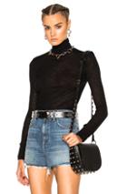 T By Alexander Wang Sheer Wooly Rib Long Sleeve Turtleneck In Black
