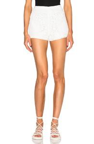 Chloe Crochet Embroidered Flower Shorts In White
