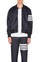 Thom Browne Shoulder Gusset Ripstop Bomber Jacket With Cotton Eyelet Mesh In Blue