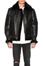 Schott B-3 Sheepskin Leather Bomber Jacket In Black
