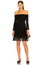 Jonathan Simkhai Pleated Off Shoulder Fit And Flare Dress In Black