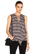 Derek Lam 10 Crosby Lace Up Asymmetrical Top In Black,red,floral
