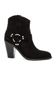 Saint Laurent Suede Curtis Harness Boots In Black