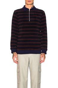 Paria Farzaneh Schoolboy 2 Velour Top In Blue,green,stripes