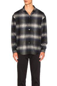 Second/layer Camp Collar Oversize Shirt Jacket In Black,checkered & Plaid
