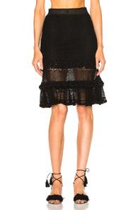 Jonathan Simkhai Ruffle Crochet Layered Mini Skirt In Black