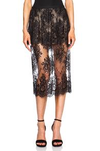 Mason By Michelle Mason Peplum Lace Skirt In Black