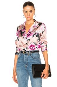 Fleur Du Mal Pajama Top In Floral,pink