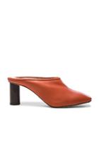 Helmut Lang Square Toe Leather Mules In Orange