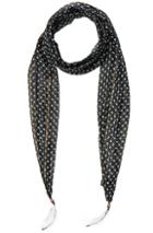 Roberto Cavalli Thin Printed Scarf In Metallics,black,geometric Print