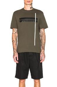 Neil Barrett Minimal Double Line Tee In Green