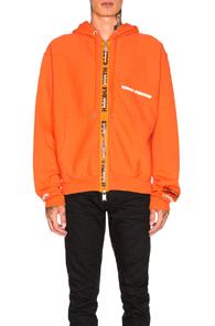 Heron Preston Handle With Care Full Zip Hoodie In Orange