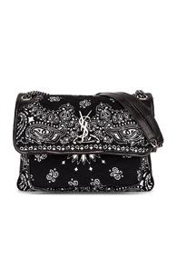 Saint Laurent Medium Niki Chevron Bag In Black,paisley,white