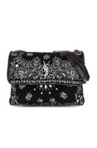 Saint Laurent Medium Niki Chevron Bag In Black,paisley,white