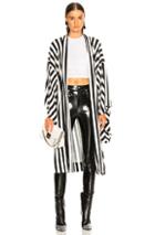Norma Kamali Below The Knee Duster In Black,stripes,white