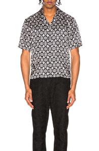 Maison Margiela Short Sleeve Printed Shirt In Black,geometric Print