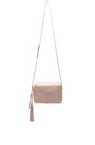 Saint Laurent Medium Logo Embossed Lou Satchel In Pink