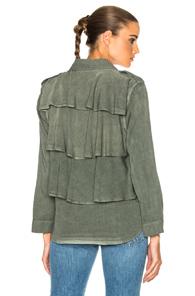 Amo Ruffle Army Twist Shirt Jacket In Green