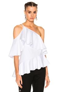 Marques ' Almeida One Shoulder Frill Top In White