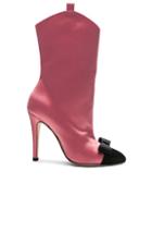 Alessandra Rich Satin Bow Boots In Pink