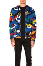 Valentino Camouflage Zip Hoodie In Blue,abstract