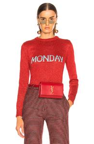 Alberta Ferretti Monday Lurex Crewneck Sweater In Red