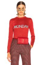 Alberta Ferretti Monday Lurex Crewneck Sweater In Red