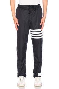 Thom Browne Ripstop Zip Up Pants With Cotton Eyelet Mesh In Blue