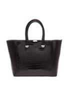 Victoria Beckham Liberty Printed Crocodile Tote In Black,animal Print