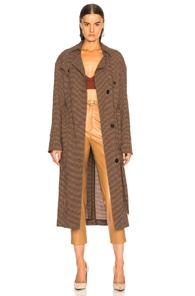 Nanushka Nior Trench In Brown,checkered & Plaid