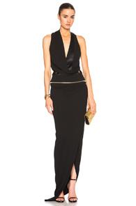 Alexandre Vauthier Drape Viscose Gown In Black