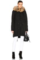 Mr & Mrs Italy Army Parka Jacket With Raccoon Fur In Black