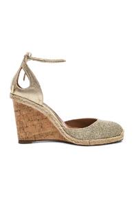 Aquazzura Leather Palm Beach Espadrille Wedges In Metallics