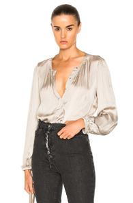 Raquel Allegra Poet Blouse In Gray