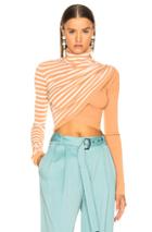 Sies Marjan Jenn Wrap Crop Turtleneck Sweater In Orange,stripes