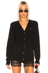 Acne Studios Neve Face Raglan Cardigan In Black