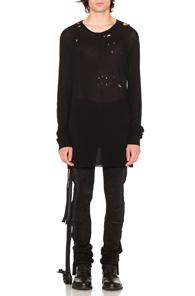 Unravel Destroy Slub Long Sleeve Tee In Black