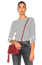 R13 Long Sleeve Boat Neck Top In Stripes,white