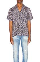 Nudie Jeans Arvid Hawaii Logo Bay Shirt In Abstract,blue